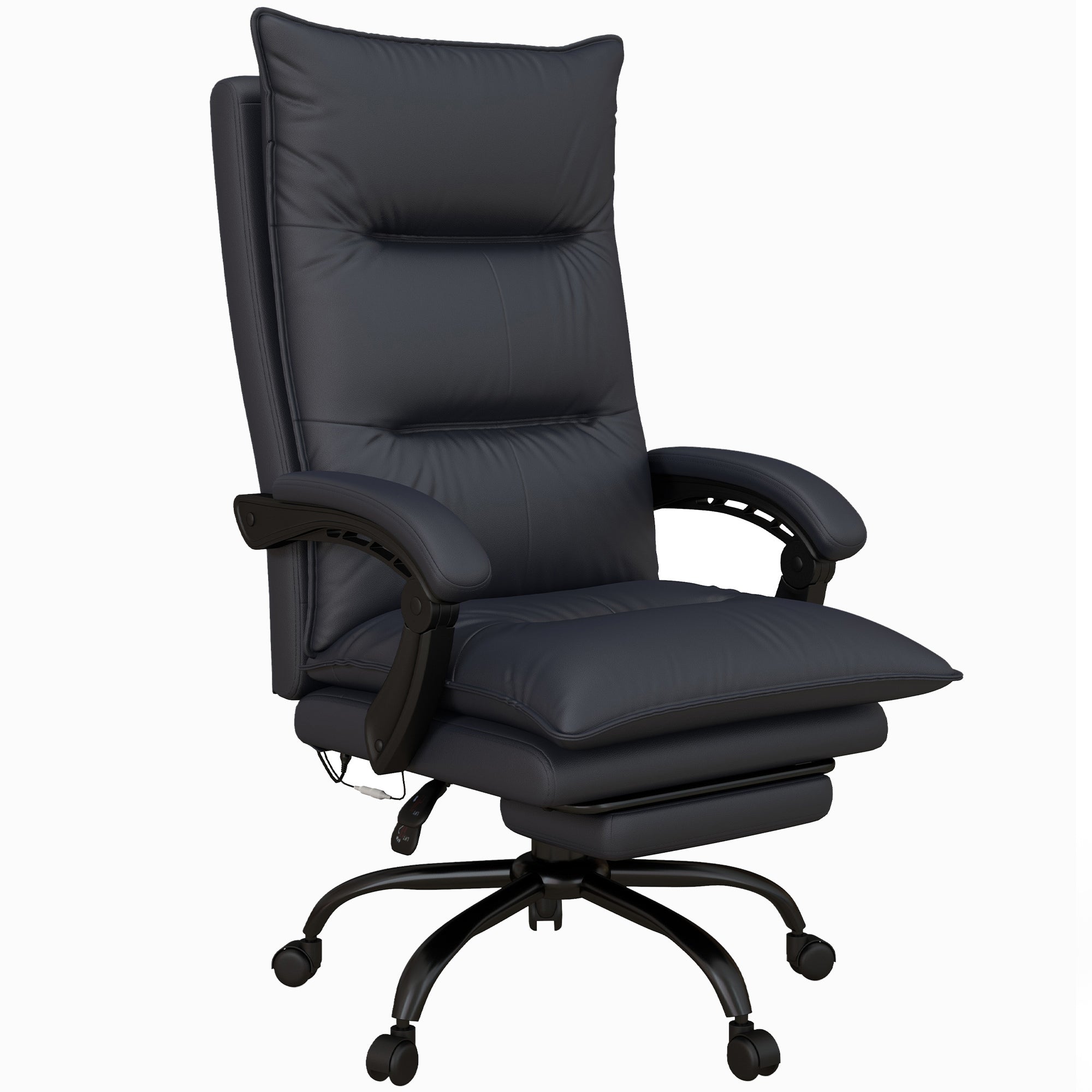 Executive Massage Office Chair with 6 Vibration Points, Microfiber Computer Desk Chair, Heated Reclining Chair with Footrest, Armrest, Double Padding, Charcoal Gray