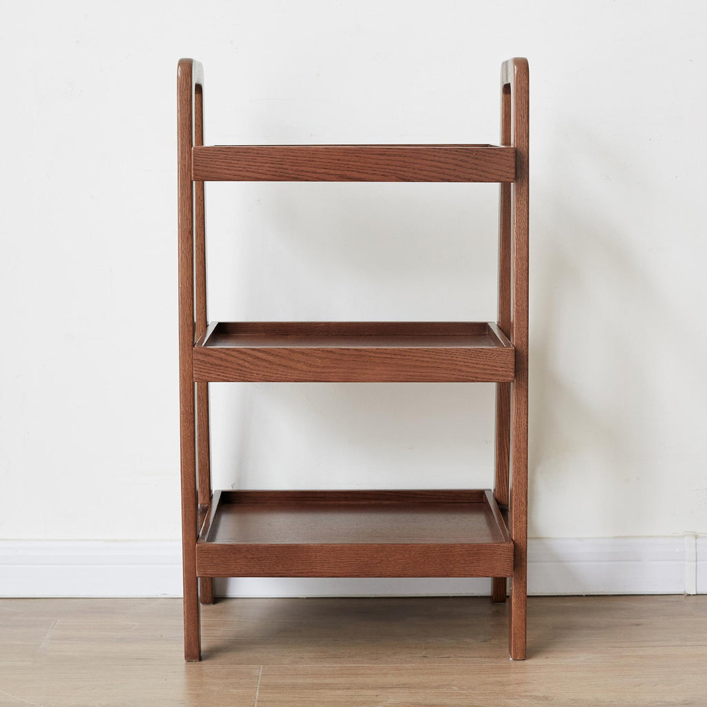 3-Tier Storage Shelf with Ladder-Style Shoe Rack, Waterproof Ladder Shelf with Easy-Clean Finish, 17.5″ L x 12.5″ W x 31.5″ H, Walnut