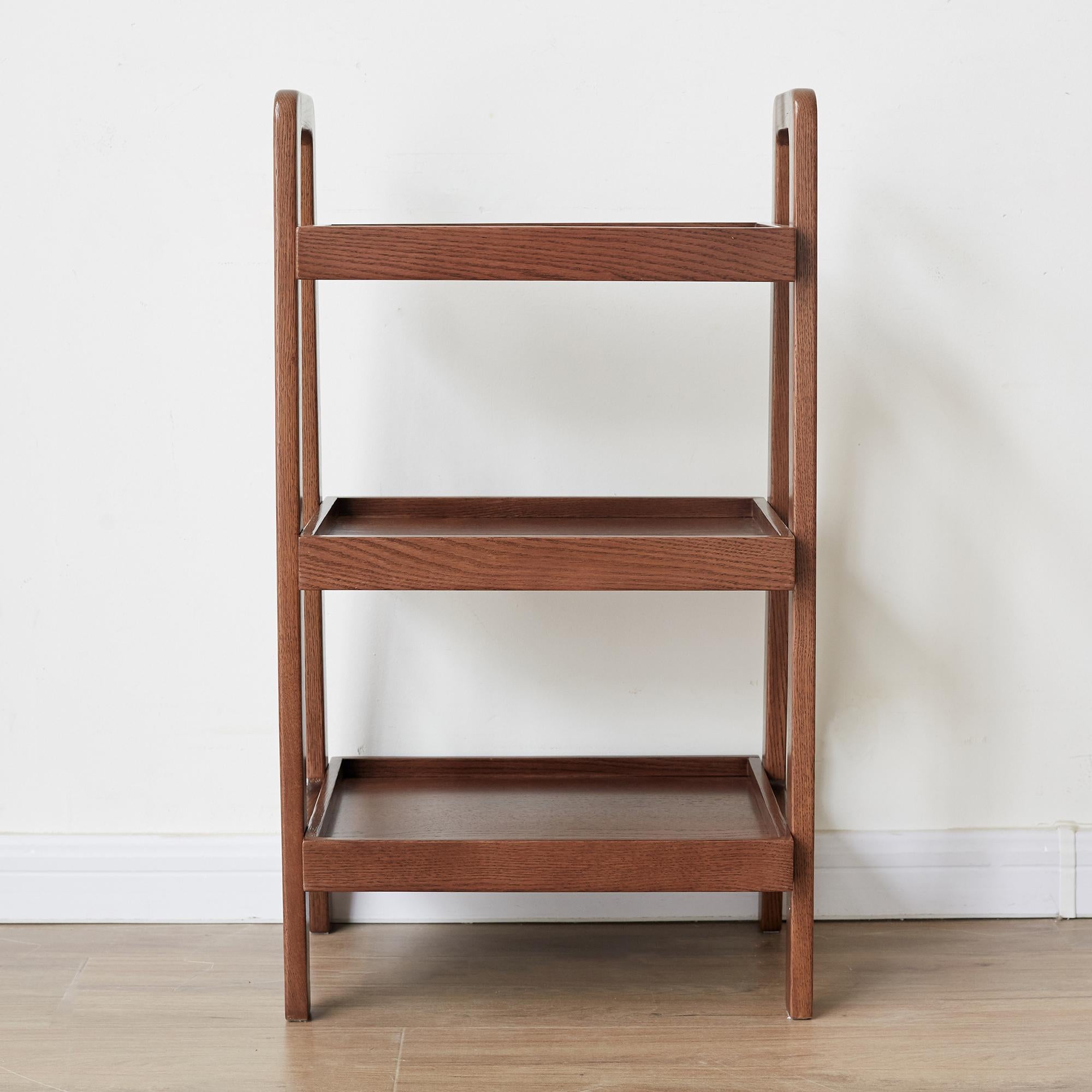 3-Tier Storage Shelf with Ladder-Style Shoe Rack, Waterproof Ladder Shelf with Easy-Clean Finish, 17.5″ L x 12.5″ W x 31.5″ H, Walnut