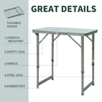 23" Portable Camping Table with Faucet Aluminum Lightweight Portable Folding Easy Clean Camping Table with Carrying Handle