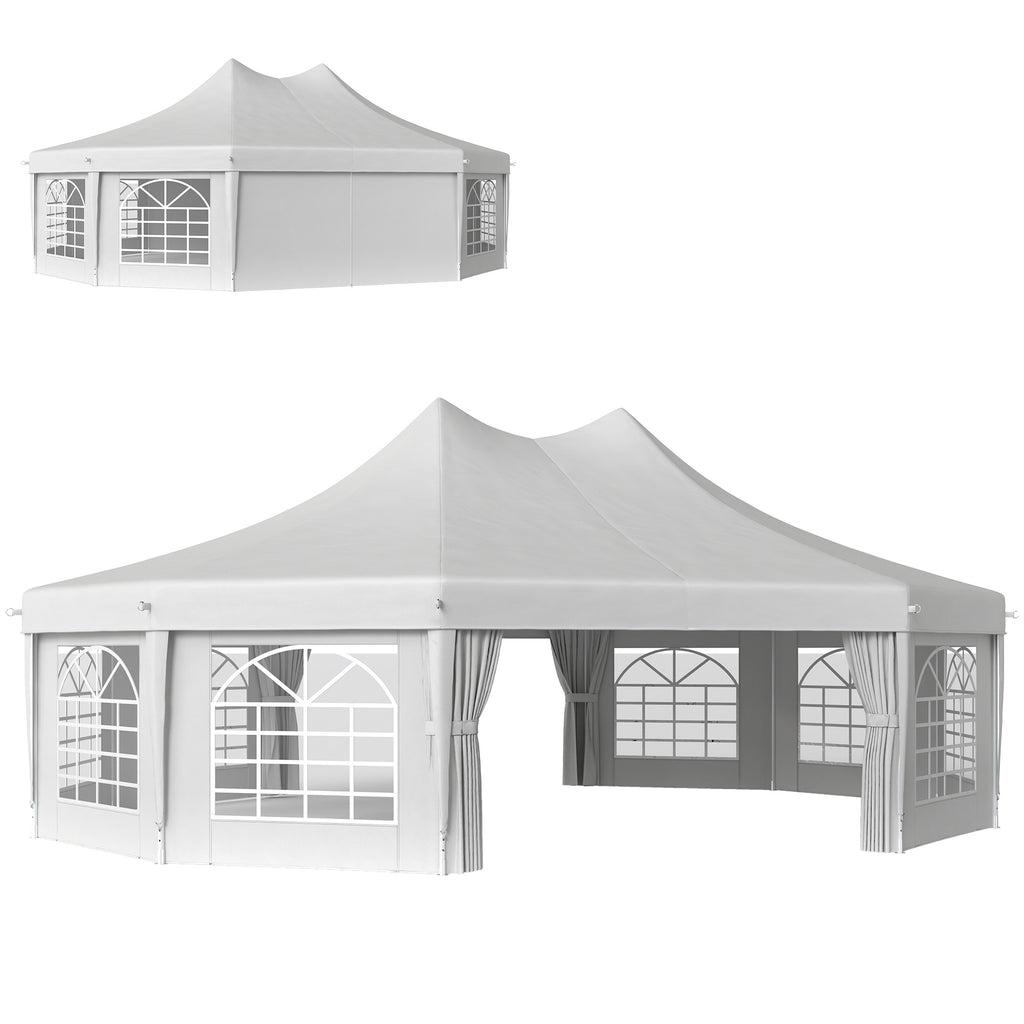 29' x 21' Canopy Party Event Tent with 2 Pull-Back Doors, White