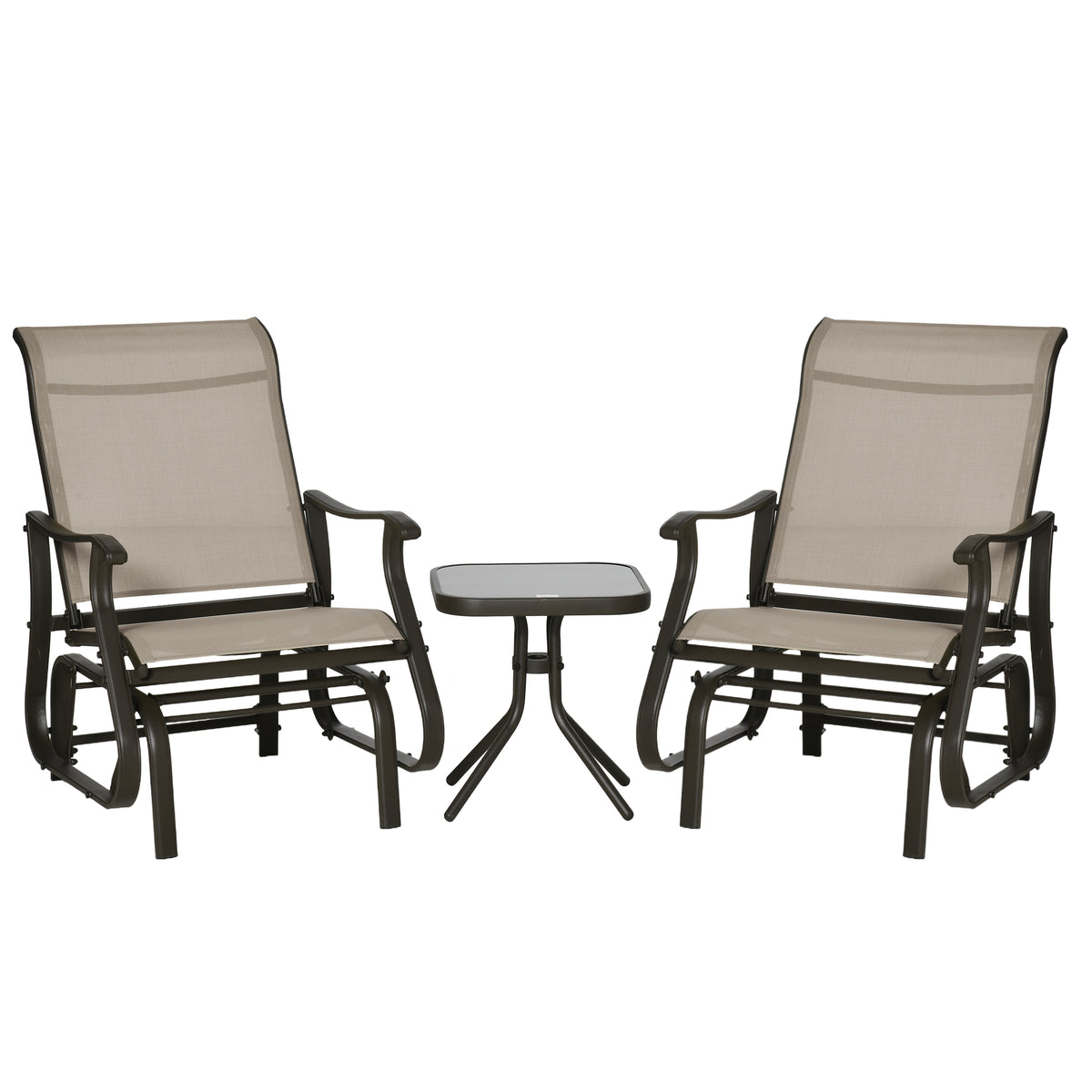 Outdoor Gliding Chairs Set Durable Compact for Patio, Bistro Tea Time, Perfect for Couples & Families, Gray