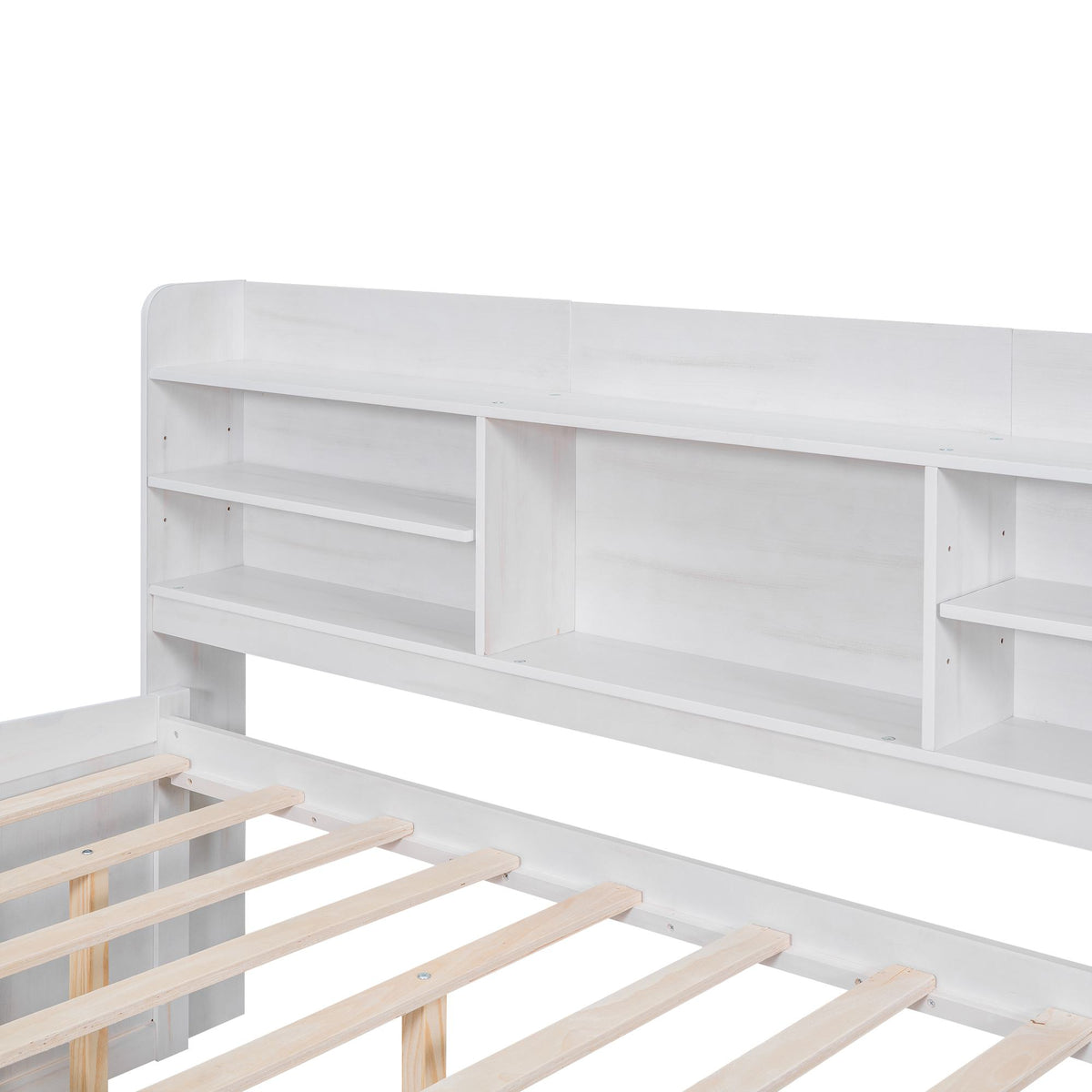 Classic Style Full Size Wooden Captain Bed with Built-in Bookshelves, 3 Storage Drawers, and Trundle, 79" L x 104.5" W x 47" H, White