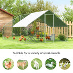 10' x 20' x 6.5' Chicken Coop Cage, Outdoor Hen House w/Cover & Lockable Door