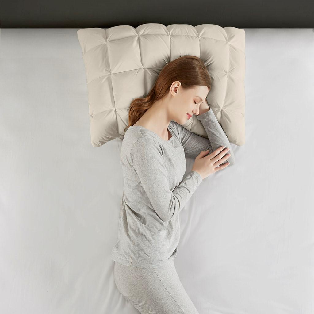 Luxuriously Soft Standard Overfilled Pillow Protector with 100% Polyester Microfiber, Zipper Closure, 3D Puff Stitching, 28" L x 20" W x 0.13" H, Beige