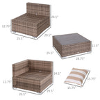 Modern Rattan Patio Furniture Set, 7-Piece Outdoor Wicker Sofa Set with Cushions for Home & Family Gatherings, Gray