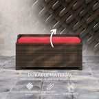 Outdoor Wicker Storage Bench with Storage & Cushion, Red