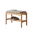 Mid-Century Shoe Bench with High-Rebound Sponge Cushion, Sturdy Shoe Rack with Slatted Compartment, 23.5″ L x 12″ W x 16.5″ H, Natural