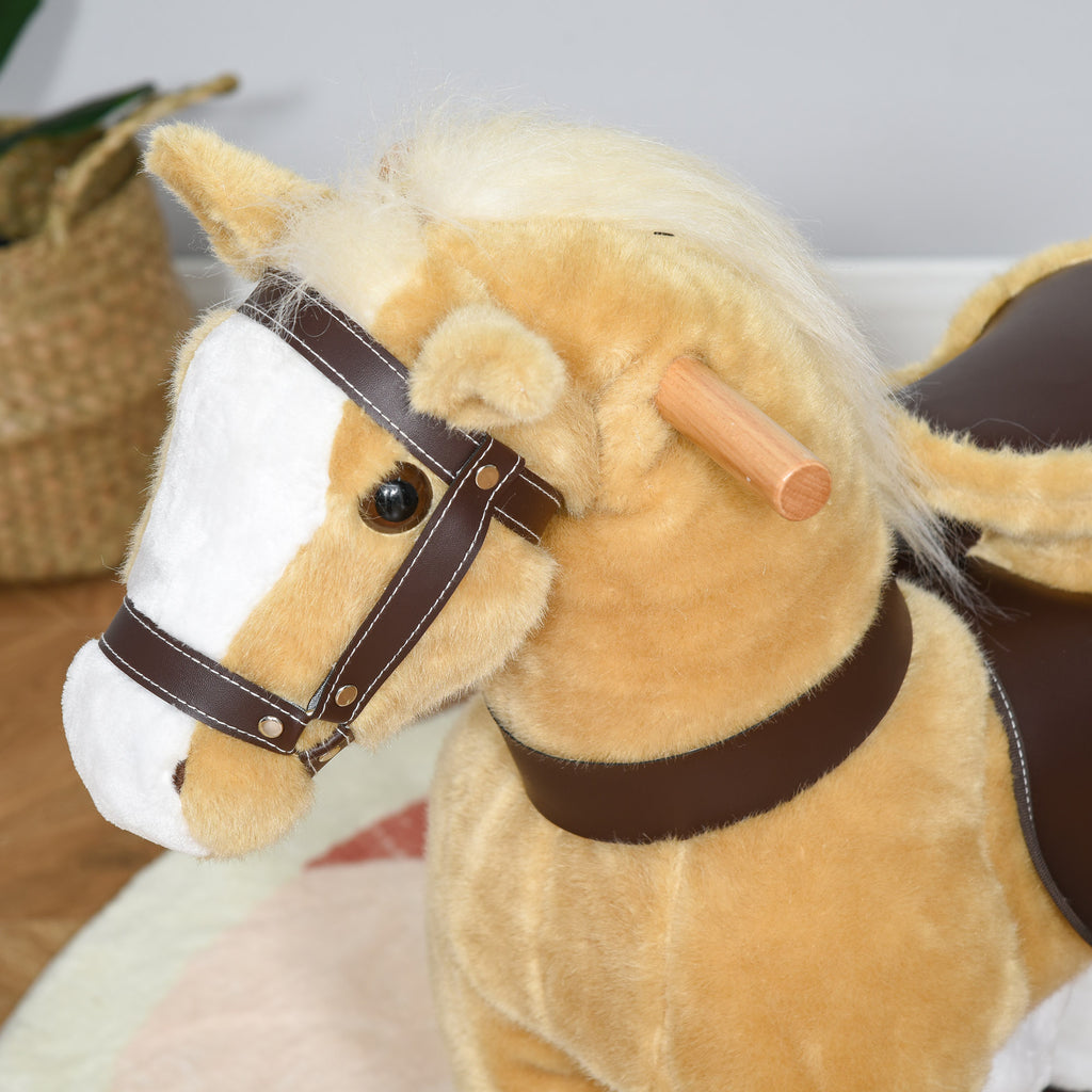 Ride on Horse, Plush Walking Horse Toy, Kids Riding Chair with Wheels for Kids 3-9 Years, Light Brown