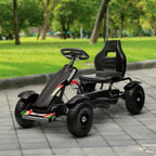 Kids Pedal Go Kart, Outdoor Ride on Toys with Adjustable Seat, Sharp Handling, Handbrake, 4 Non-Slip Rubber Wheels for Boys & Girls Aged 5-12 Years Old, Black