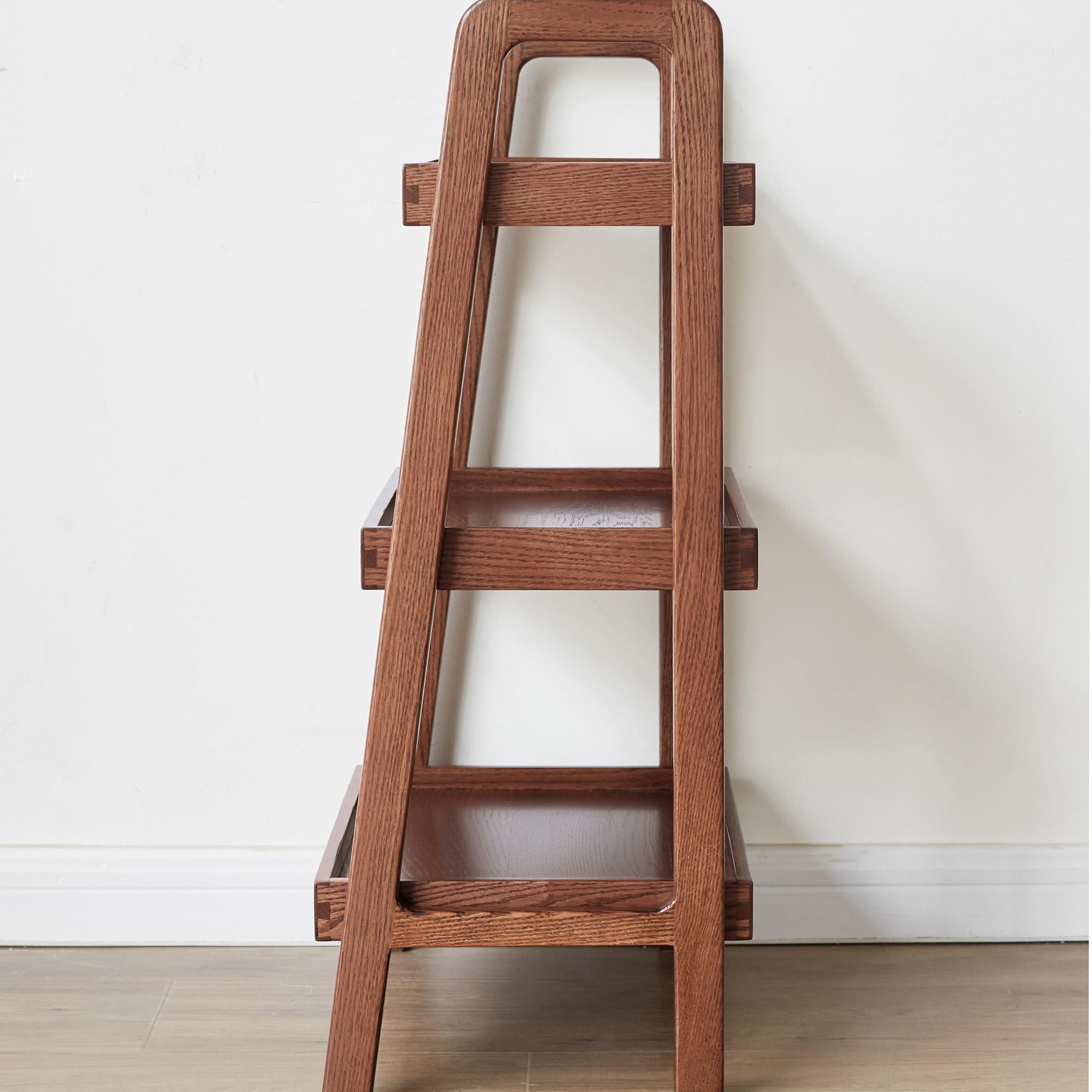 3-Tier Storage Shelf with Ladder-Style Shoe Rack, Waterproof Ladder Shelf with Easy-Clean Finish, 17.5″ L x 12.5″ W x 31.5″ H, Walnut