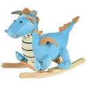 Kids Plush Ride-On Rocking Horse Toy Dinosaur Ride Rocking Chair with Realistic Sounds for18-36 Months, Blue