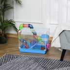2-Level Hamster Cage Rodent Gerbil House Mouse Mice Rat Habitat Metal Wire with Exercise Wheel, Play Tubes, Water Bottle, Food Dishes, & Interior Ladder