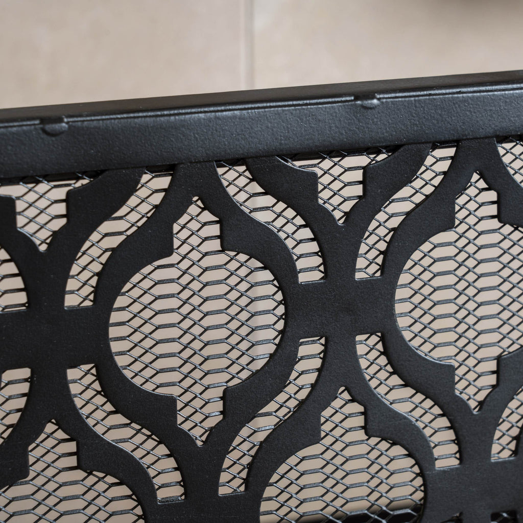 Modern Single Panel Iron Fireplace Screen with Durable Iron Frame, Rustproof Solid Free Standing Fire, 39.5" L x 11.25" W x 35" H, Black