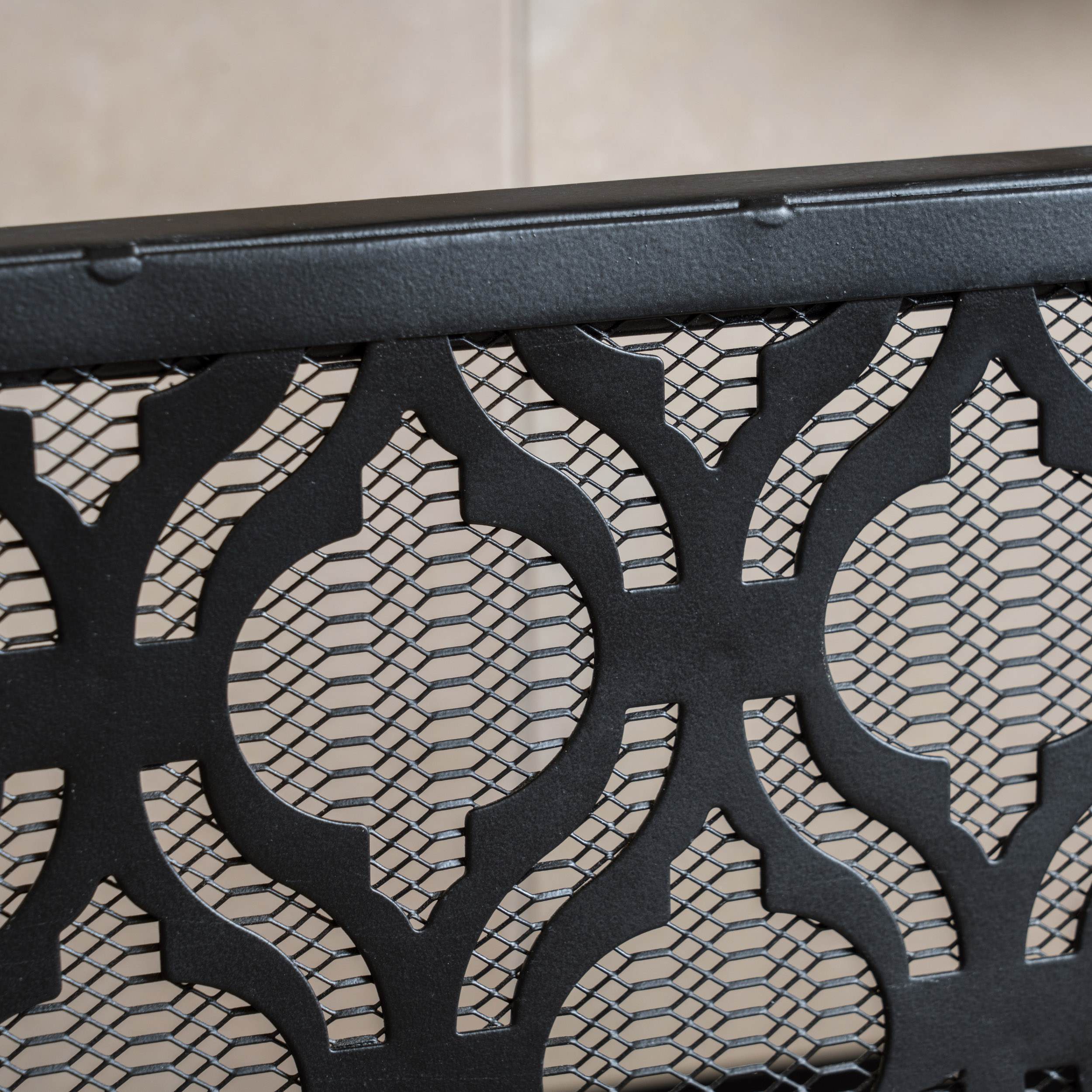 Modern Single Panel Iron Fireplace Screen with Durable Iron Frame, Rustproof Solid Free Standing Fire, 39.5" L x 11.25" W x 35" H, Black