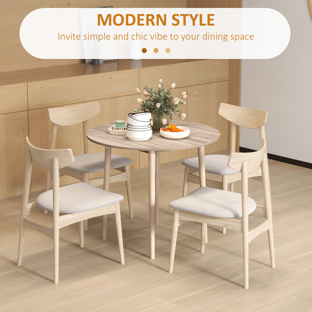 Folding Dining Table, Round Drop Leaf Kitchen Table for Small Spaces with Wood Legs, Oak Color