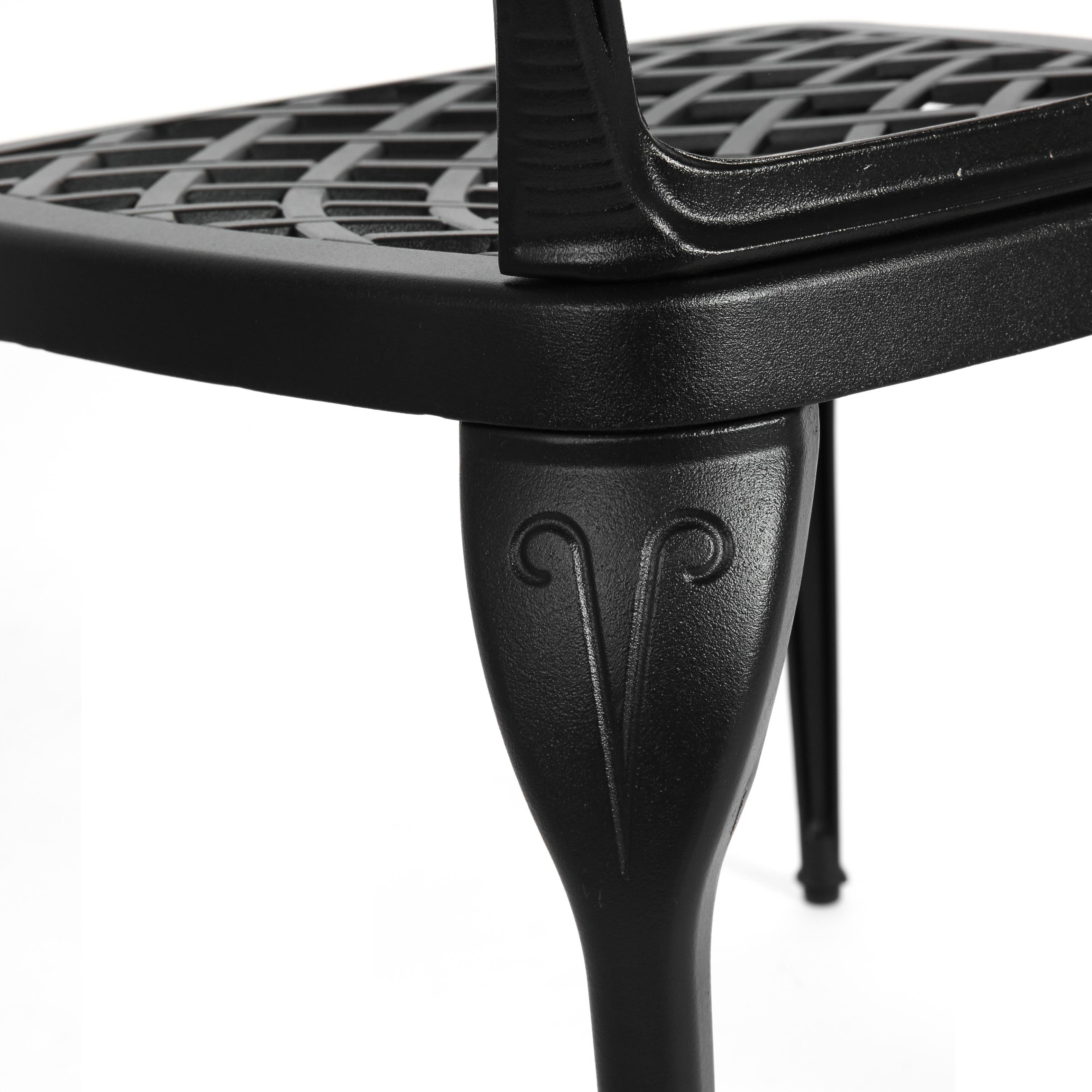 3-Piece Bistro Set with 2 Chairs and 1 Round Table, Seat Cushions, Rustproof Cast Aluminum Patio Furniture for Garden, Patio, Balcony, Black