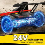 24V 7AH Kids Electric Go Kart, 8.1 MPH Battery Powered Drift Kart with Dual Motors, Soft Start for 8-12 Years, Red