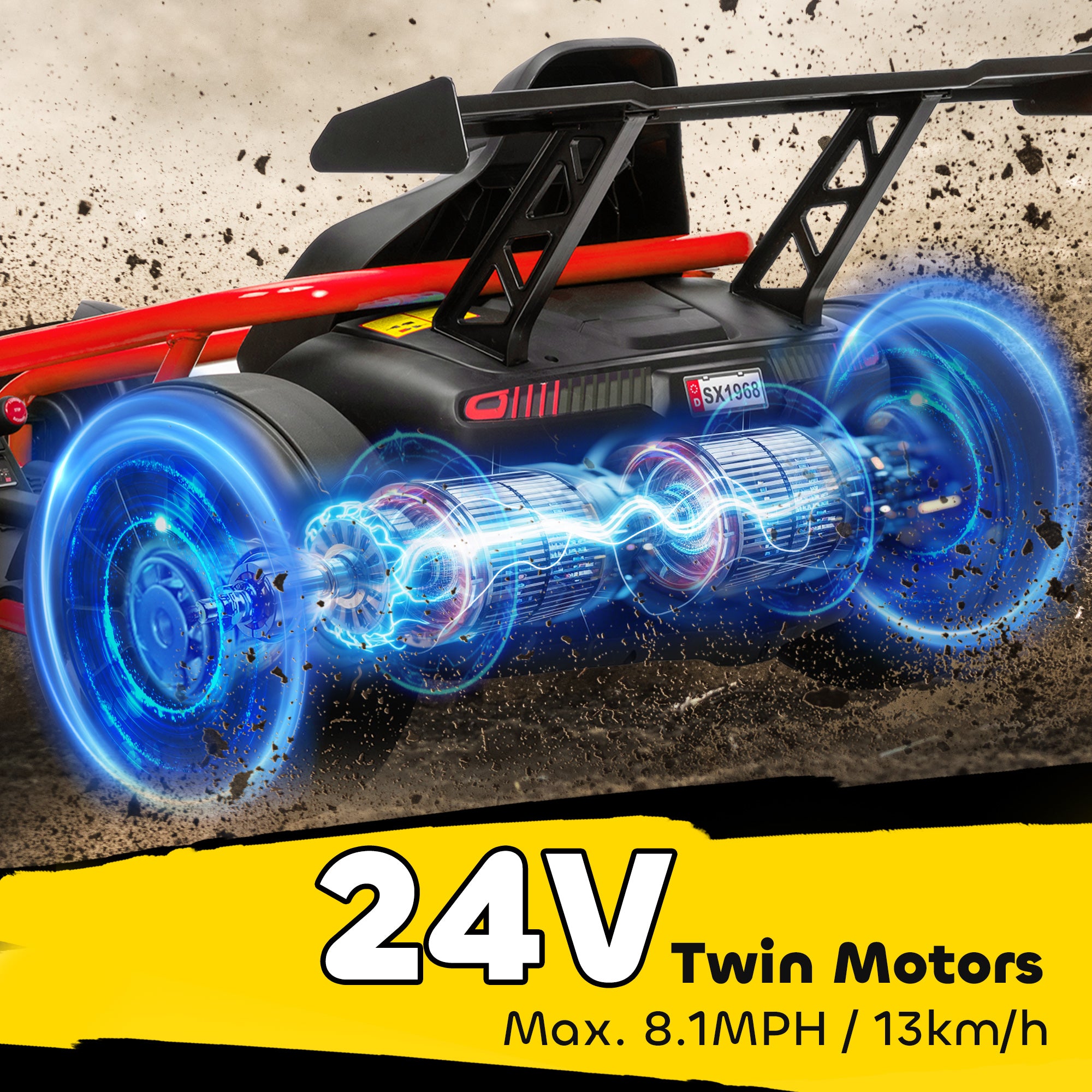 24V 7AH Kids Electric Go Kart, 8.1 MPH Battery Powered Drift Kart with Dual Motors, Soft Start for 8-12 Years, Red