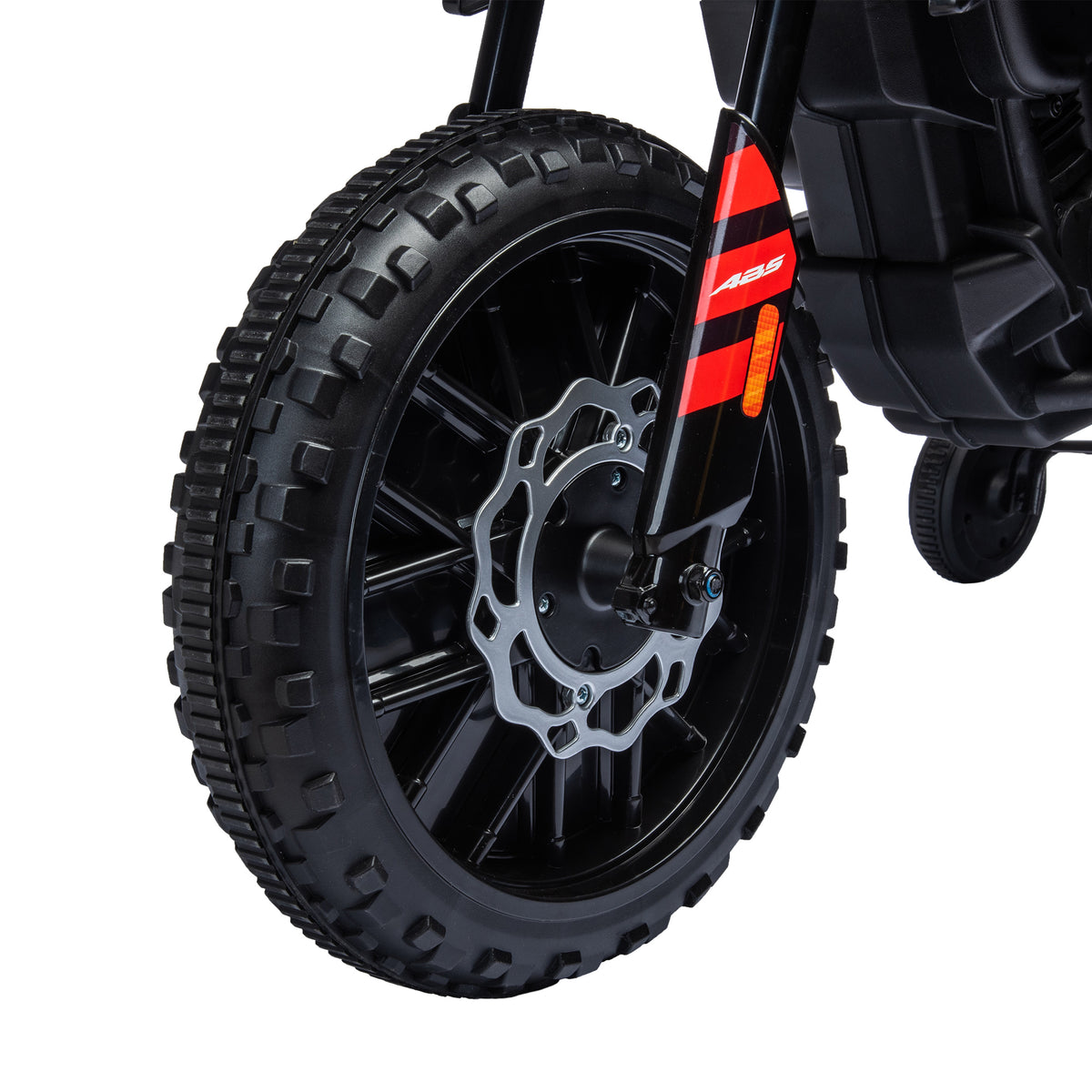 12V Aprilia Licenced Kids Motorcycle with Training Wheels, Spring Suspension, LED Light, USB, Music, Red