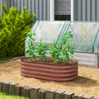 3.4' x 2' x 1' Galvanized Raised Garden Bed Kit, Metal Planter Box with Safety Edging, Brown