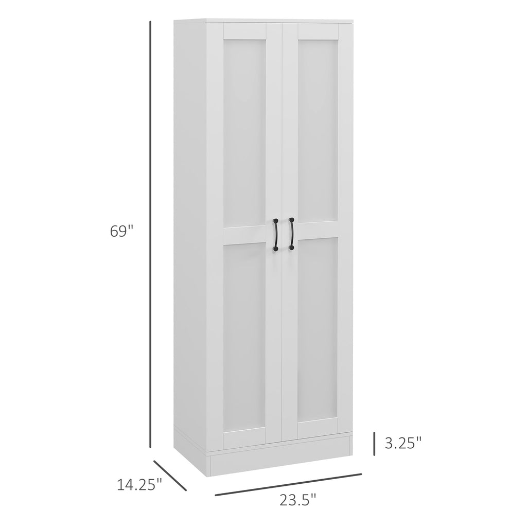 White Storage Cabinet with Adjustable Shelves and Tall Design, for Kitchen Storage, Perfect for Home Use and Family Organization
