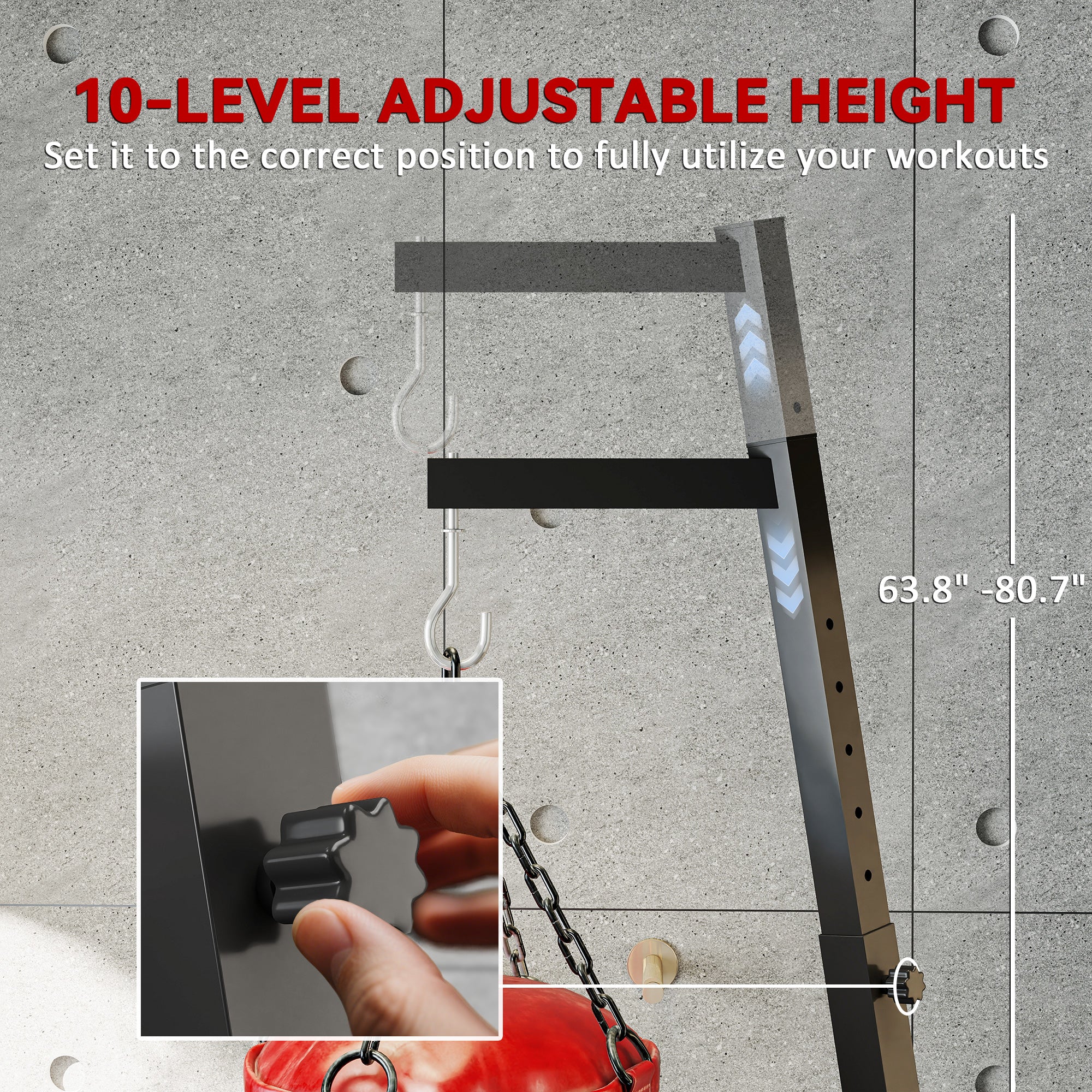 Foldable Punch Bag Stand, Height Adjustable Heavy Bag Stand with Weighted Base, Free Standing for Home Gym, Stand Only