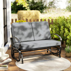 Outdoor Glider Bench, 2-Person Patio Rocker Loveseat with Tufted Cushions, Steel Frame for Porch, Garden Backyard, Gray