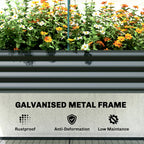 Galvanised Raised Garden Bed with Greenhouse Cover, Metal Elevated Garden Bed with Bed Liner, Bottom Shelf, Dark Gray