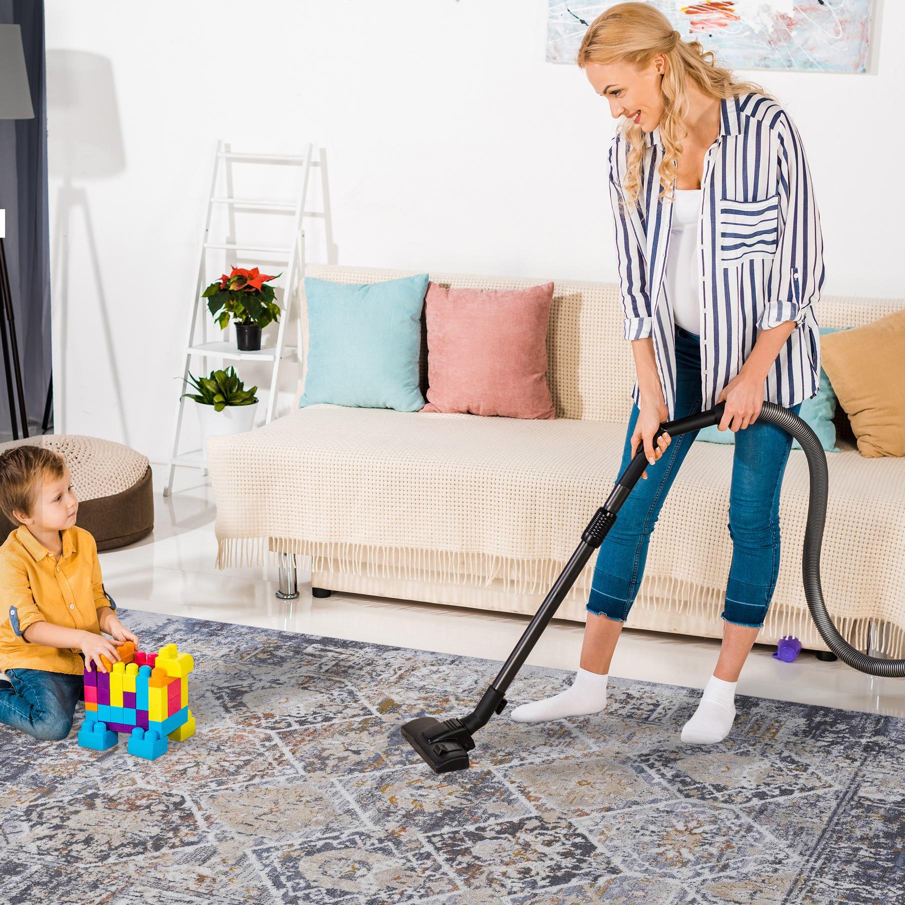 Naar 5x7 Stain-Resistant Area Rug with Non-Shedding Design and Cotton Backing, Kid and Pet-Friendly Carpet, 90" L x 63" W x 0.3" H, Multicolor