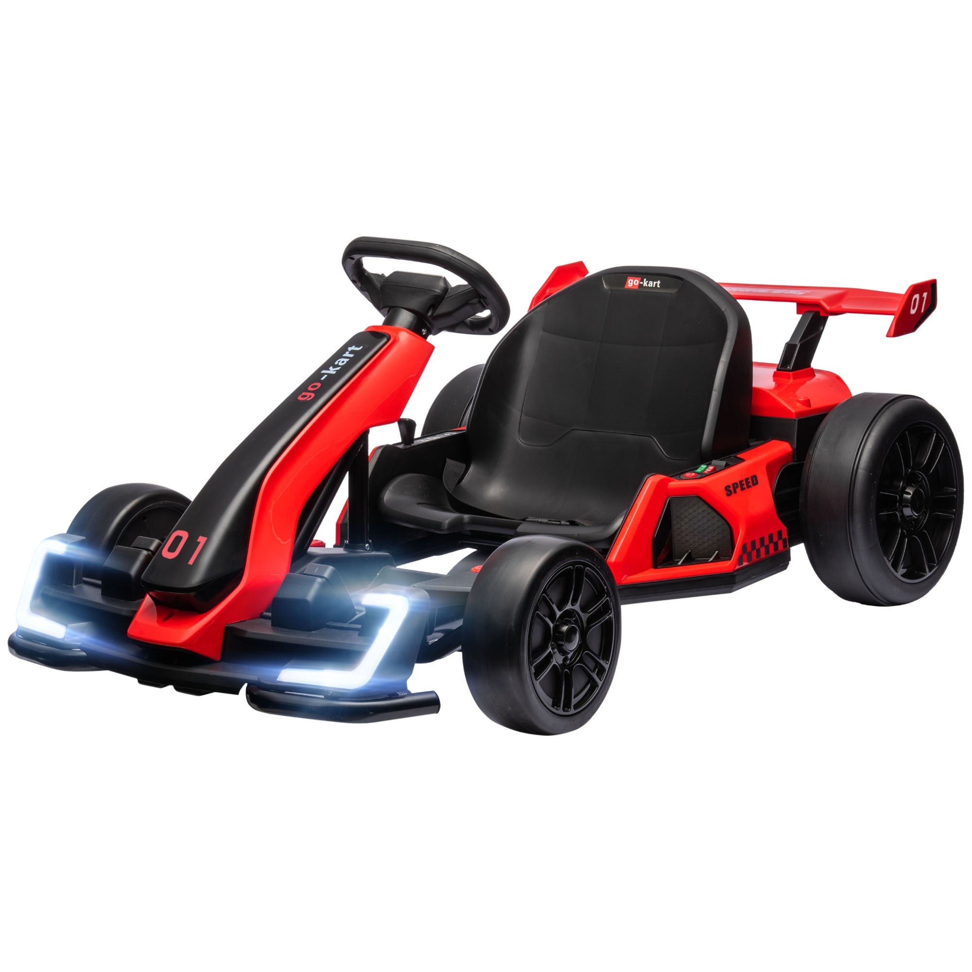 24V 7.5 MPH Electric Go Kart with Adjustable Seat, Slow Start, Red