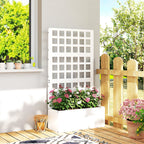 Galvanized Raised Garden Bed Planter Box with Trellis for Climbing Plants, Vegetable, Vines, 24" x 9" x 44.5", White