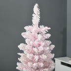 5' Decorated Christmas Tree Snow Flocked Artificial Christmas Tree with Pencil Shape, Realistic Branches, Pink