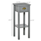 2-Tier Tall Side Table, Nightstand End Table w/ Drawer & Bottom Shelf for Living Room, Bedroom, Gray