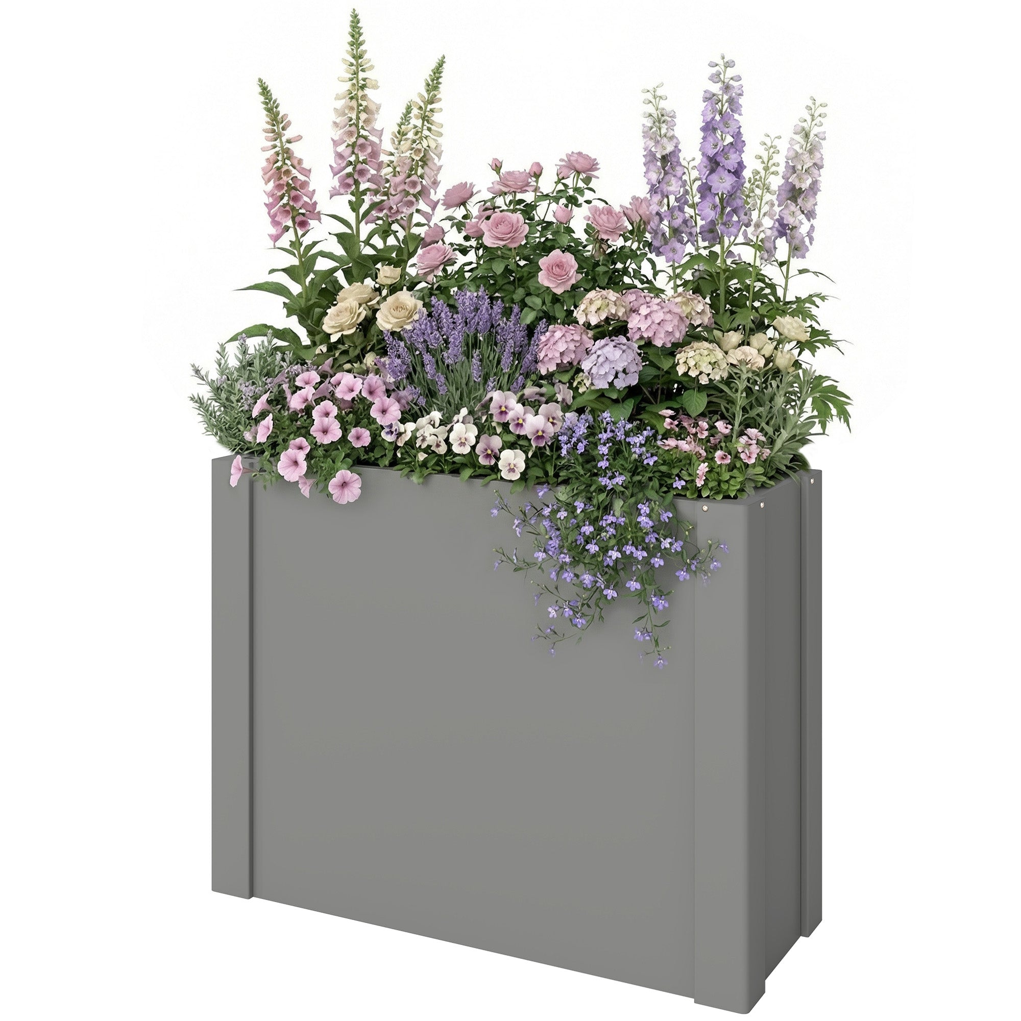 Raised Garden Bed Galvanized Planter Box Outdoor with Gloves for Gardening Vegetables, Flower, Herb, 2.6 x 1 x 2 ft, Gray