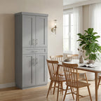 Modern Kitchen Pantry Freestanding Cabinet Cupboard with Doors and Drawer, Adjustable Shelving, Gray