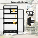 Portable Wood Greenhouse with Wheels & 3-Tier Shelf, Tall Cold Frame with Vented Roof for Balcony Garden, 31.5'' L x 22.5'' W x 62'' H, Black