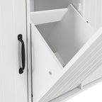 Kitchen Island with Trash Can Storage, Drop Leaf, Spice and Towel Rack, Adjustable Shelf, Utility Cart on Wheels, 51" L x 31.5" W x 35" H, White
