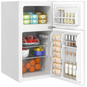 3.2 Cu.Ft Mini Fridge with Freezer, Compact Refrigerator with Adjustable Thermostat, Shelf and Double Reversible Door for Bedroom, Dorm, Home Office, Energy Efficient, White