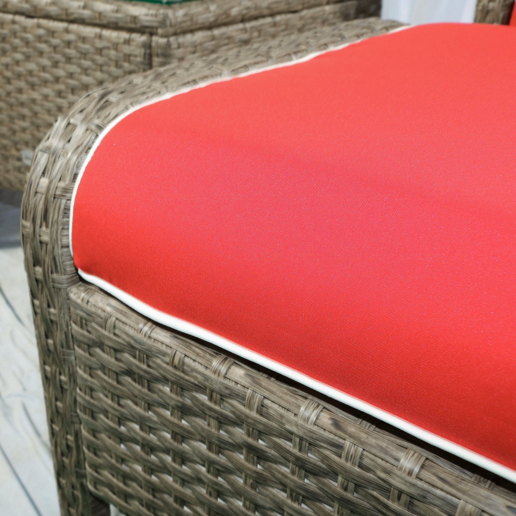 5 Pieces Rattan Wicker Lounge Chair Outdoor Patio Conversation Set w/ Cushioned Chairs, Ottomans and Tempered Glass Top