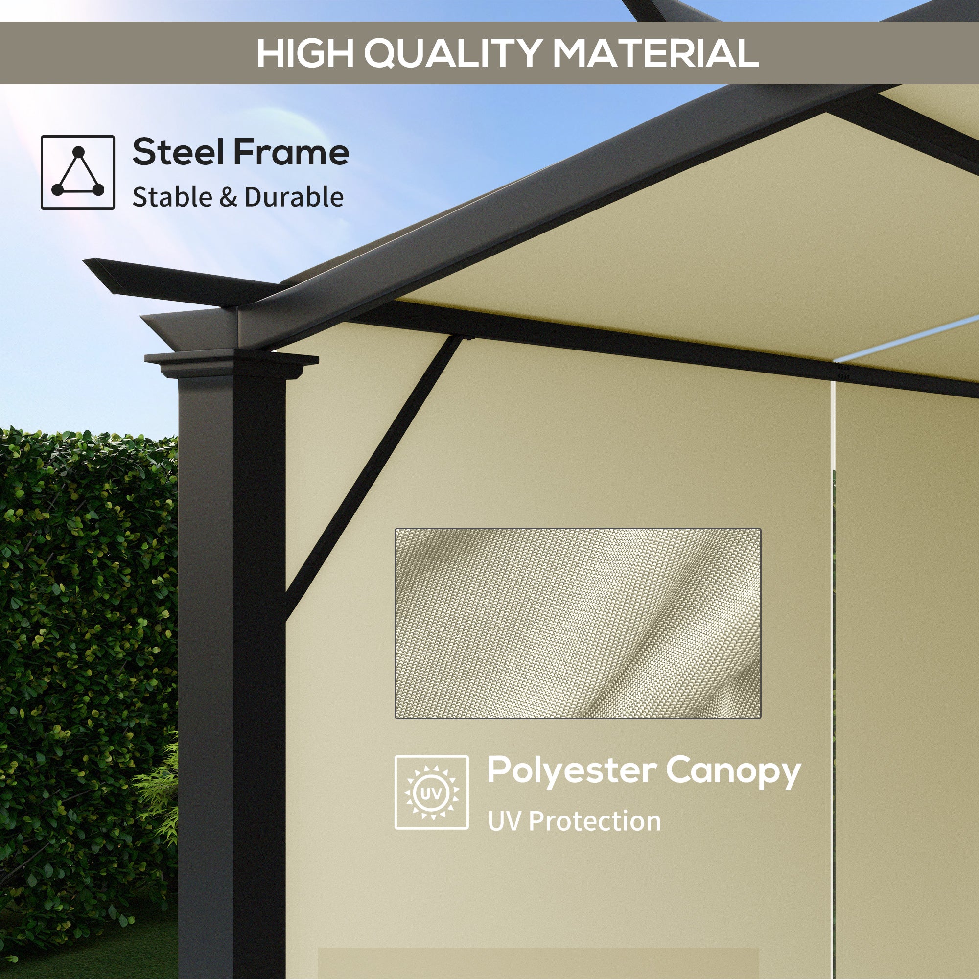 11' x 11' Outdoor Retractable Pergola Canopy for Backyard, Beige