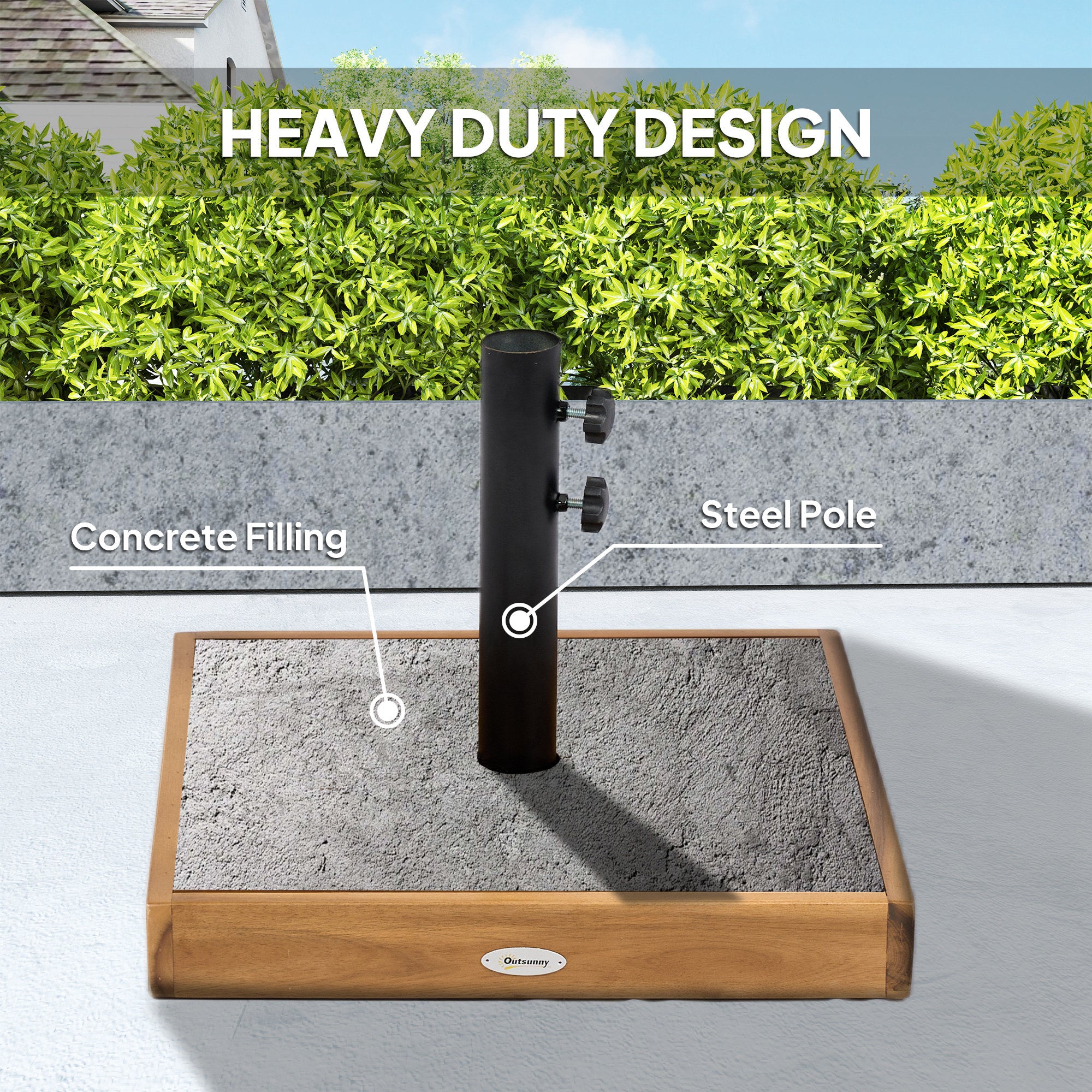 Patio Umbrella Base, 42 lbs. Concrete Heavy Duty Umbrella Base for 1.25/1.5" Poles, Teak