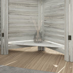 5 Panel 67" Tall Wood Privacy Screen Room Divider with 3 Shelves and Folding Storage for Bedroom, Distressed White