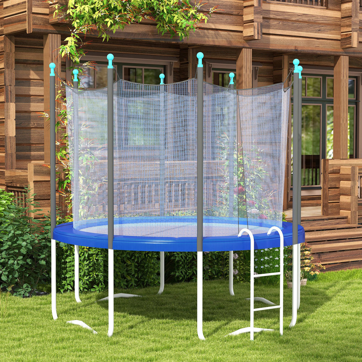 12FT Trampoline Spring Cover, Safety Trampoline Pad Replacement, Waterproof and Tear Resistant, All Weather Trampoline Accessories, No Holes for Pole, Blue