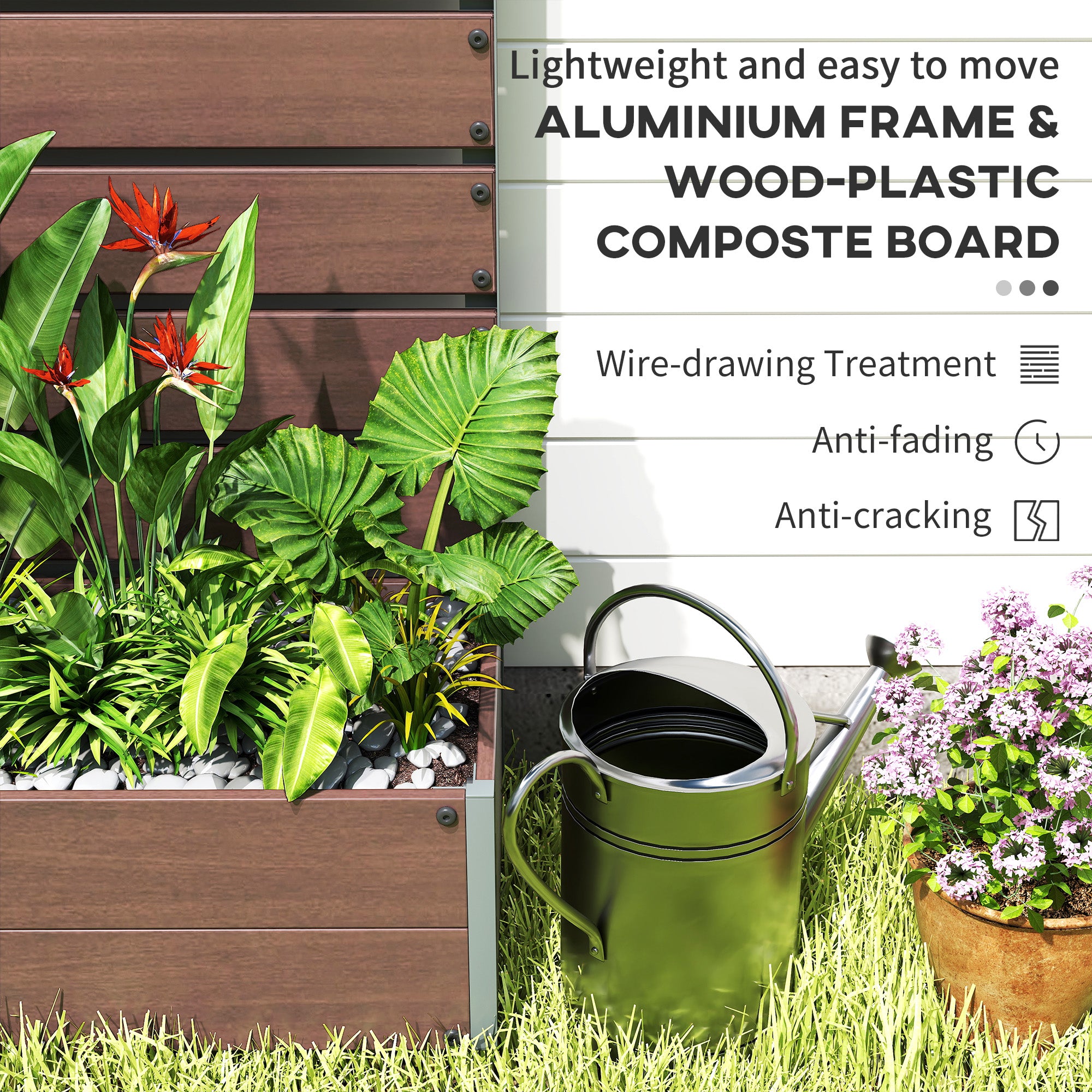 Trellis Planter for Climbing Plants, Raised Garden Bed with Trellis, Planter Box for Outdoor Garden, Light Brown