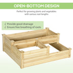 3 Tier Raised Flower Bed Outdoor Planter Box Wooden Garden Bed, Open Bottom for Plants, 42.5"x34.75"x14.25", Natural