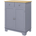 Kitchen Storage Cabinet, Sideboard Floor Cupboard with Solid Wood Top, Adjustable Shelf, and 2 Drawers, Gray