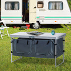 47" Portable Camping Table Aluminum Picnic Folding Camping Table with Carrying Handle and Storage Organizer