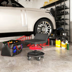 Rolling Creeper Garage Stool, 300 LBS Capacity Mechanic Stool with 360° Wheels, Tool Tray, Adjustable Height, Black