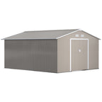 Garden Metal Shed, Storage Shed Utility Storage with Double Locking Doors for Bike, Yard Tools, Light Gray